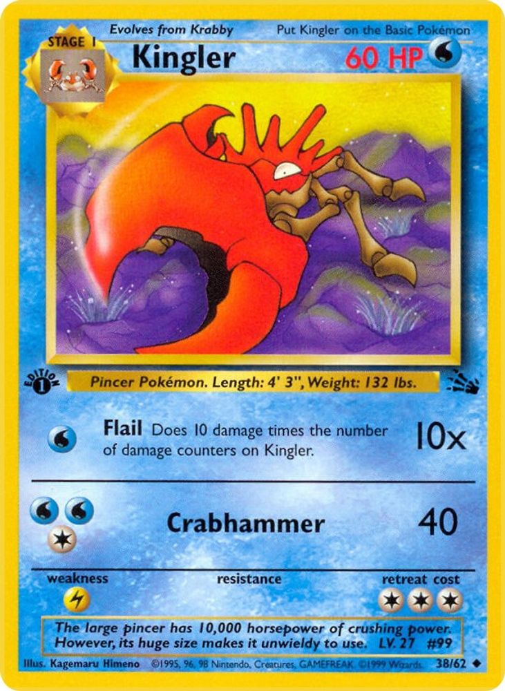 Kingler 038/062 - 1st Edition Fossil - Uncommon
