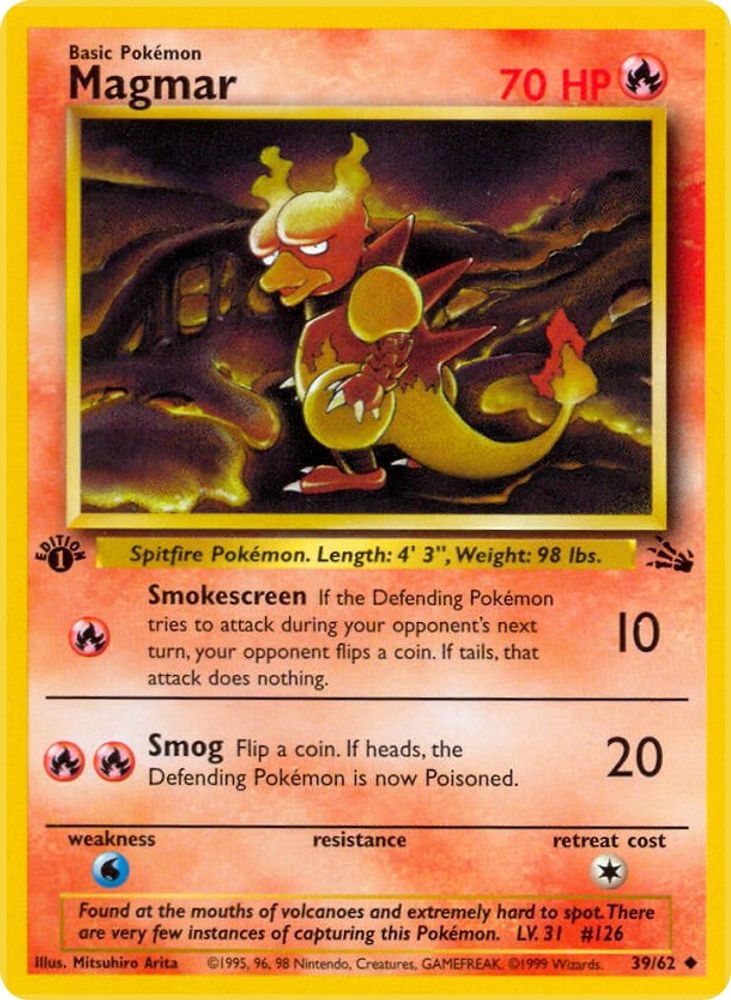 Magmar 039/062 - 1st Edition Fossil - Uncommon
