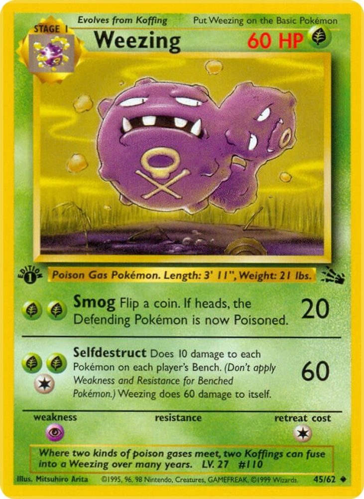 Weezing 045/062 - 1st Edition Fossil - Uncommon