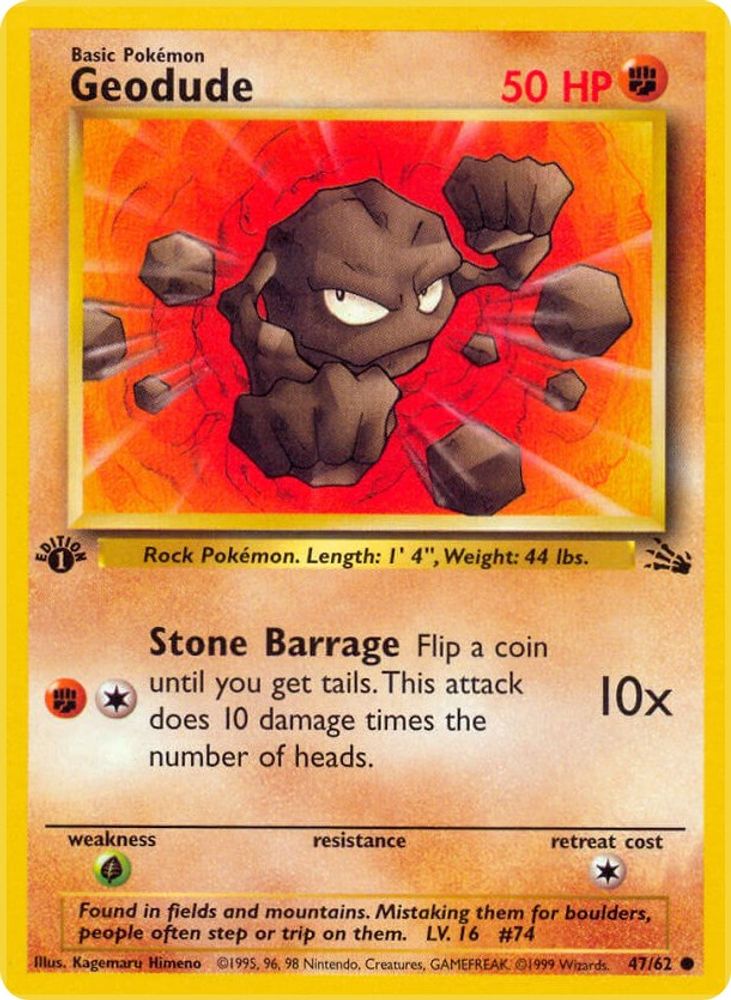 Geodude 047/062 - 1st Edition Fossil - Common