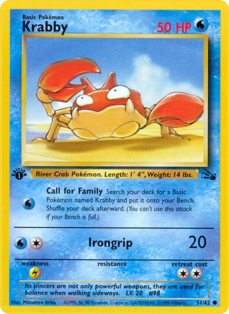 Krabby 051/062 - 1st Edition Fossil - Common