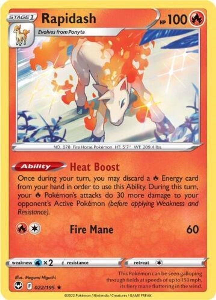 Rapidash (022/195) (Theme Deck Exclusive) [Sword & Shield: Silver Tempest]