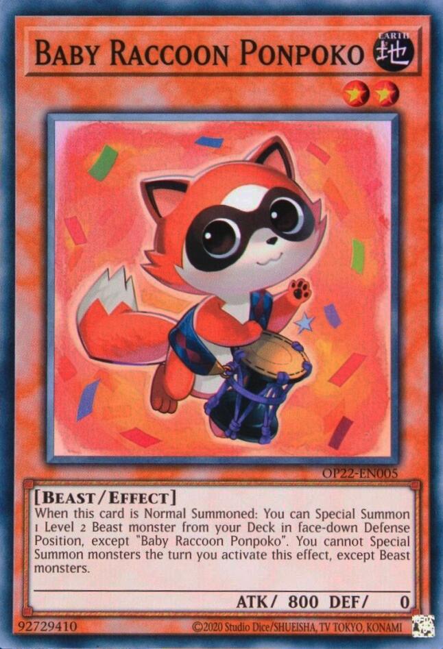 Baby Raccoon Ponpoko [OP22-EN005] Super Rare
