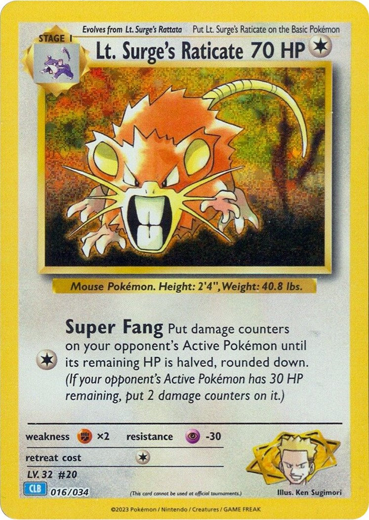 Lt. Surge's Raticate [Trading Card Game Classic]