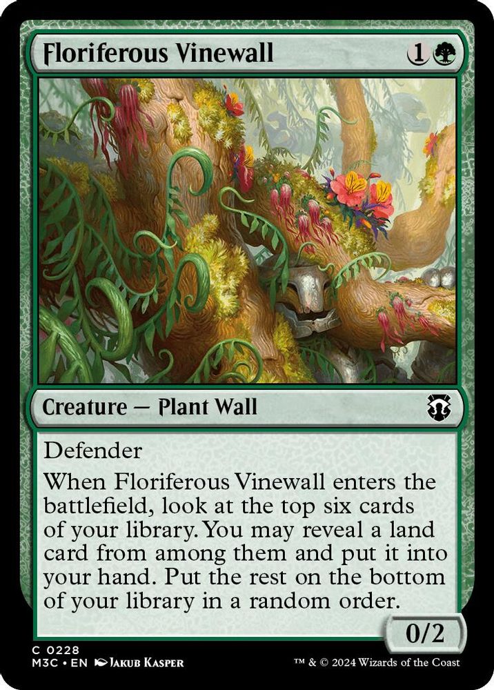 Floriferous Vinewall (Ripple Foil) (M3C-228) - Modern Horizons 3 Commander Foil