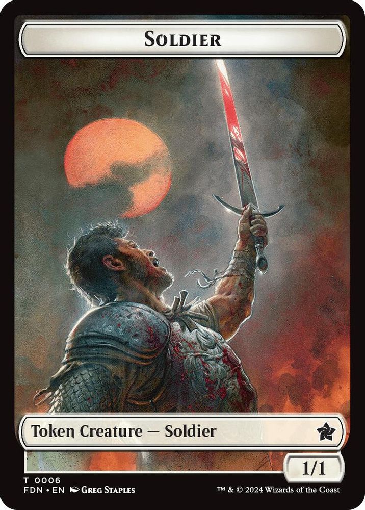 Soldier // Faerie Double-Sided Token [Foundations Tokens]