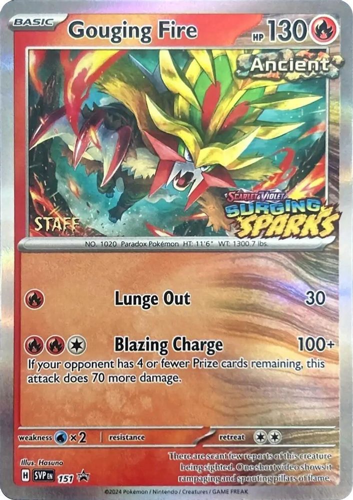 Gouging Fire (151) (Staff) [Scarlet & Violet: Black Star Promos]