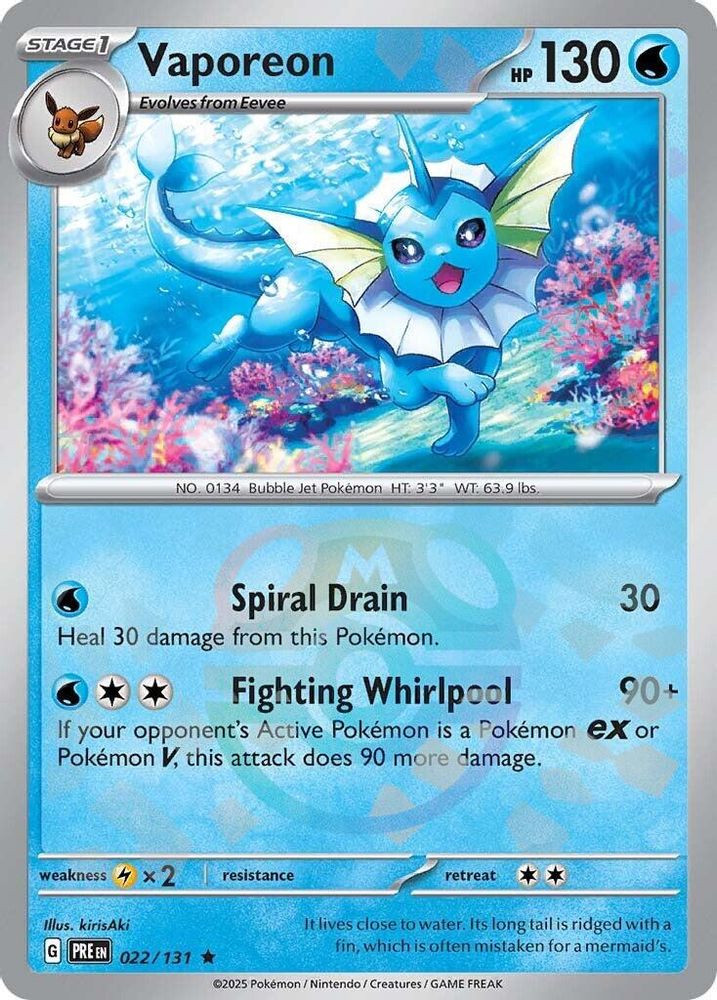 Vaporeon (022/131) (Master Ball Pattern) [Scarlet & Violet: Prismatic Evolutions]