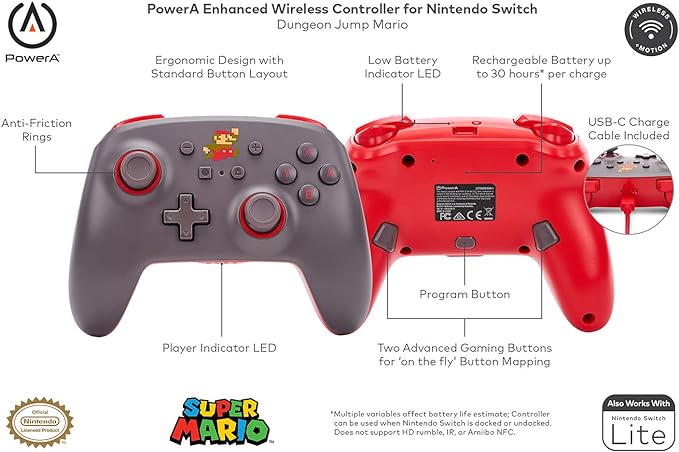 Nintendo Switch Enhanced Wireless Controller - Dungeon Jump Mario