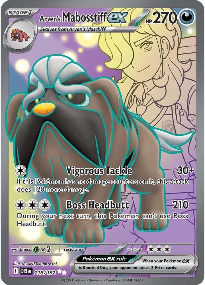 Arven's Mabosstiff ex (218/182) [Scarlet & Violet: Destined Rivals]