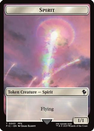 Spirit // Hero (0027) Double-Sided Token (Surge Foil) [FINAL FANTASY Commander Tokens]
