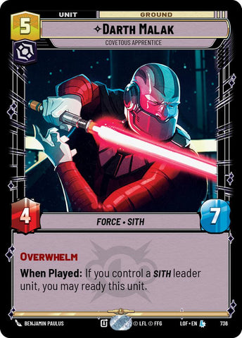Darth Malak - Covetous Apprentice (736) (Foil) (736) [Legends of the Force]