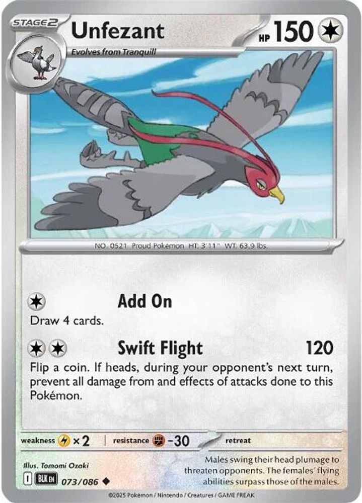 Unfezant (073/086) [Scarlet & Violet: Black Bolt]