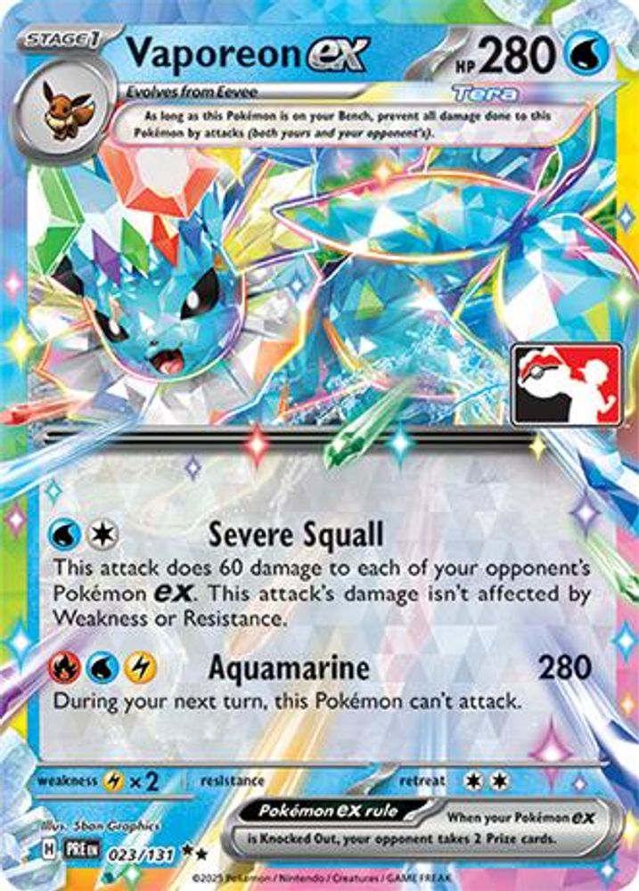 Vaporeon ex (023/131) [Prize Pack Series Seven]
