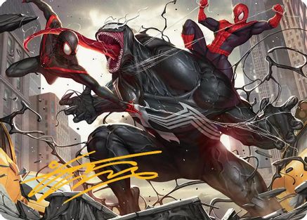 Terrific Team-Up Art Card (Gold-Stamped Signature) [Marvel's Spider-Man Art Series]