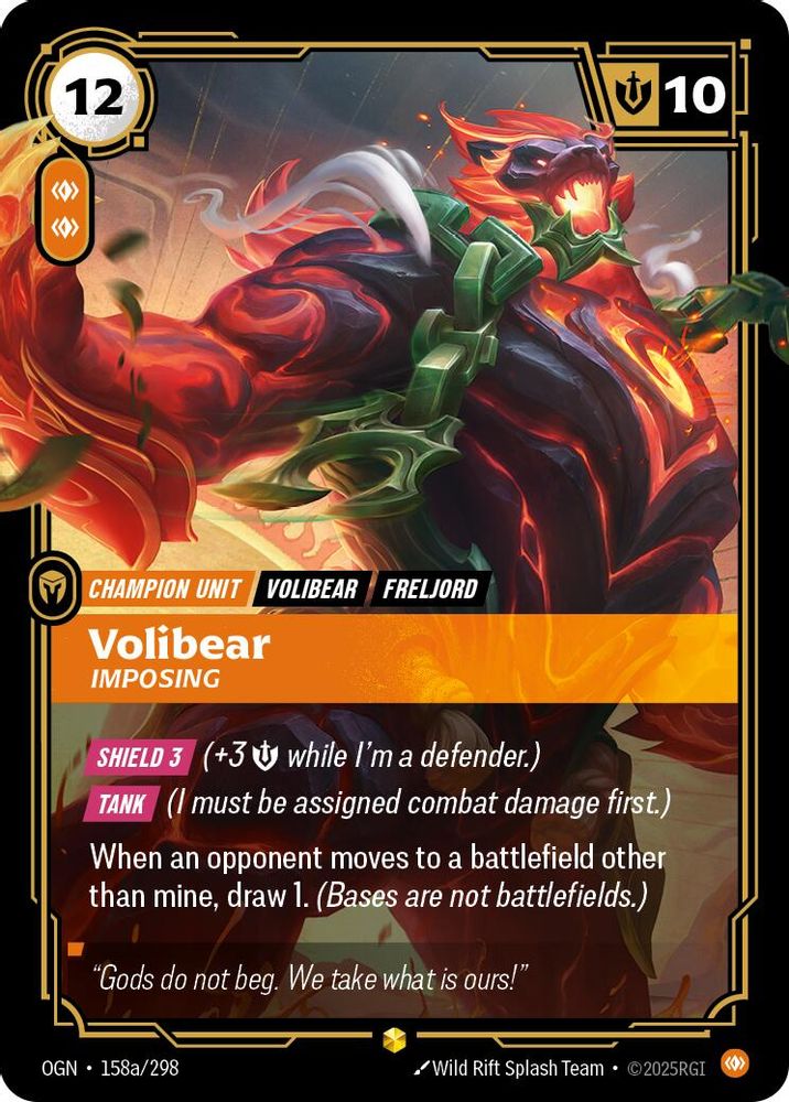 Volibear - Imposing (Alternate Art) (158a/298) - [Origins Foil] (Riftbound TCG)