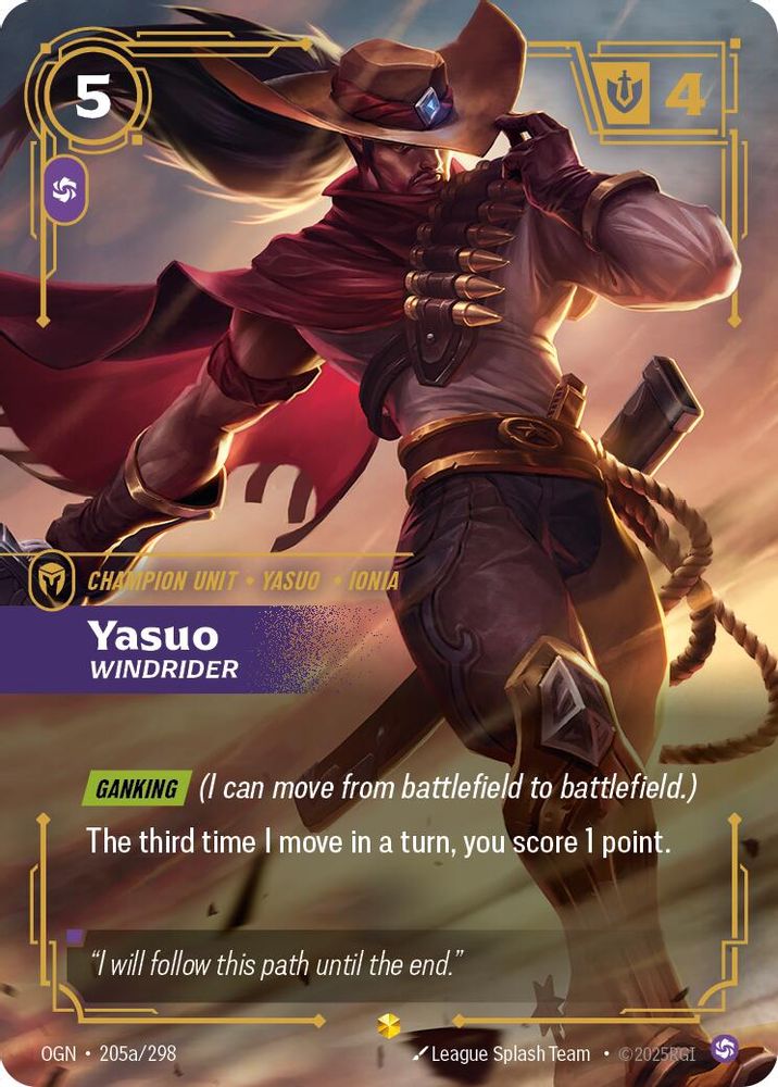 Yasuo - Windrider (Alternate Art) (205a/298) - [Origins Foil] (Riftbound TCG)