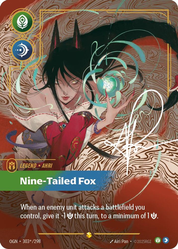 Ahri - Nine-Tailed Fox (Signature) (303*/298) - [Origins Foil] (Riftbound TCG)