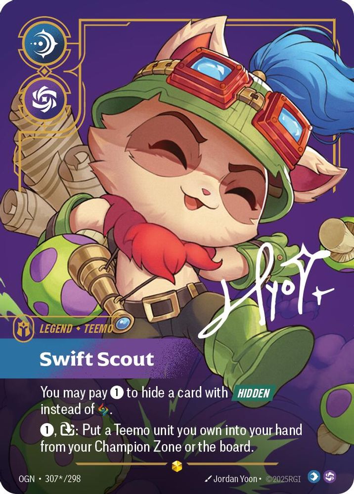 Teemo - Swift Scout (Signature) (307*/298) - [Origins Foil] (Riftbound TCG)