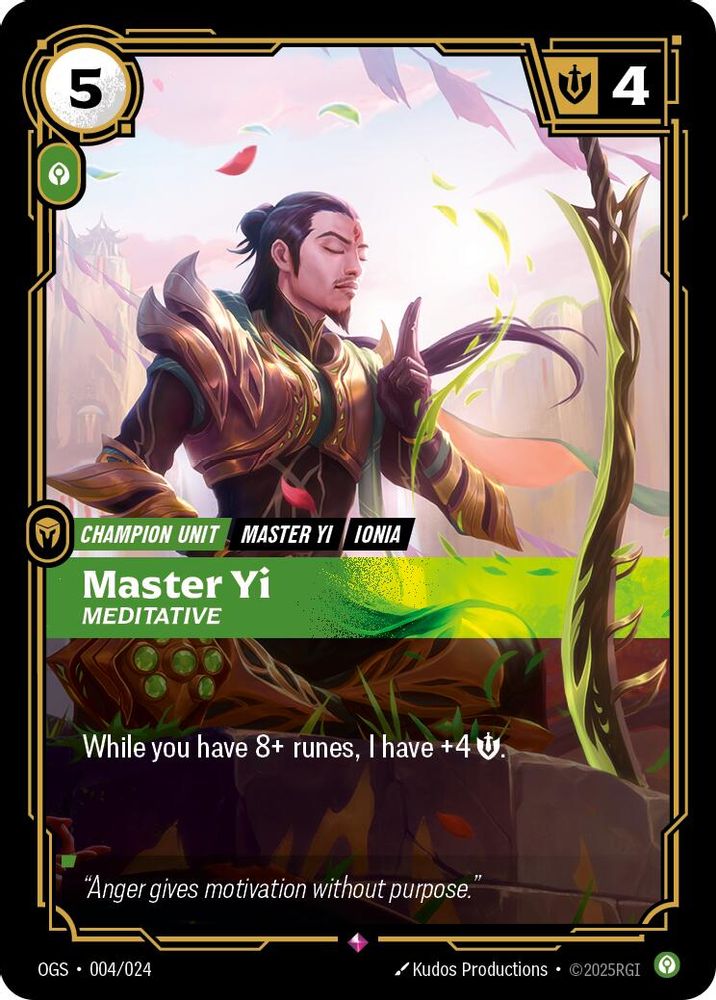 Master Yi - Meditative (004/024) - [Origins Proving Grounds ] (Riftbound TCG)