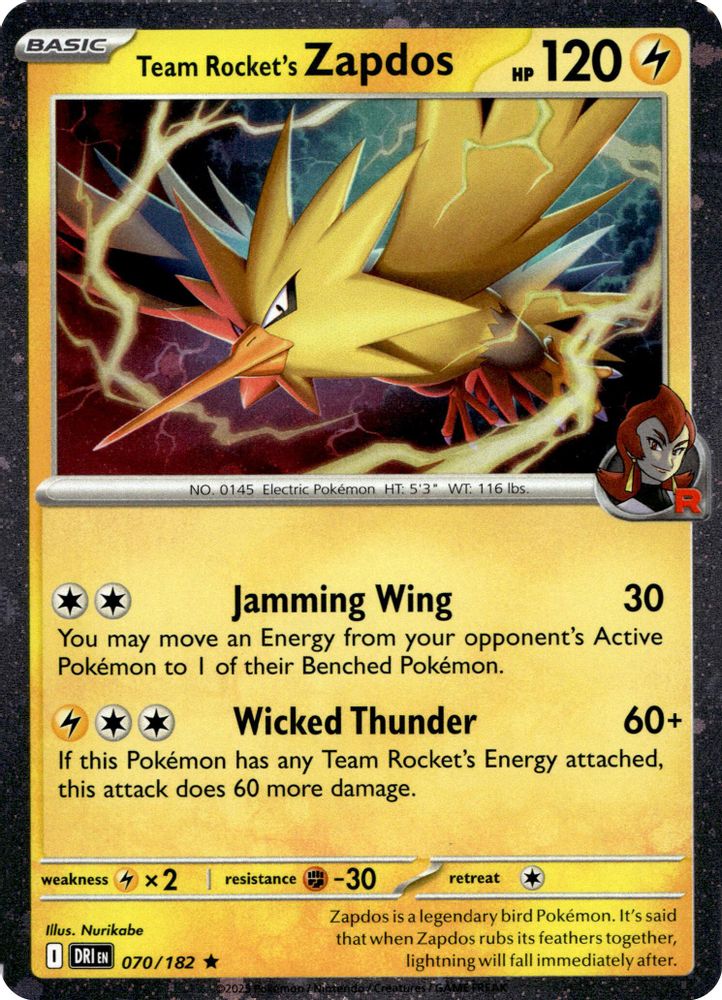 Team Rocket's Zapdos (Cosmos Holo) 070/182 - Holofoil Miscellaneous Cards & Products - Promo
