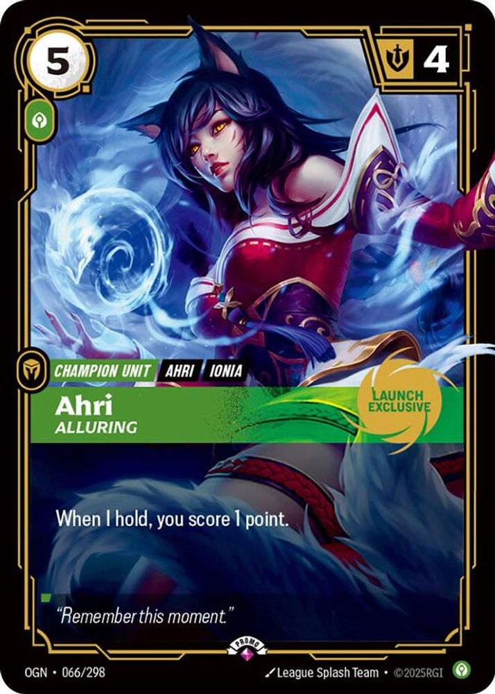 Ahri - Alluring (Launch Exclusive) (066/298) - [Riftbound Promotional Cards Foil] (Riftbound TCG)