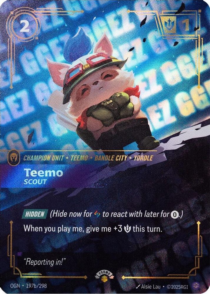 Teemo - Scout (GG EZ) (197b/298) - [Riftbound Organized Play Promotional Cards Foil] (Riftbound TCG)