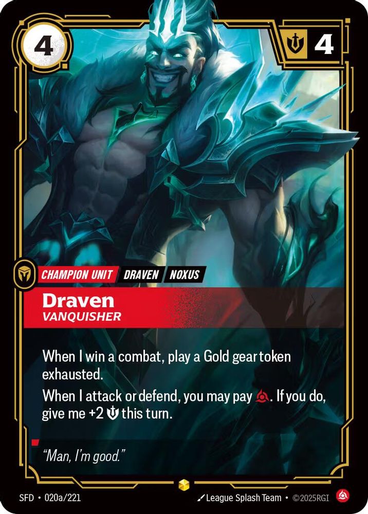 Draven - Vanquisher (Alternate Art) (020a/221) - [Spiritforged Foil] (Riftbound TCG)