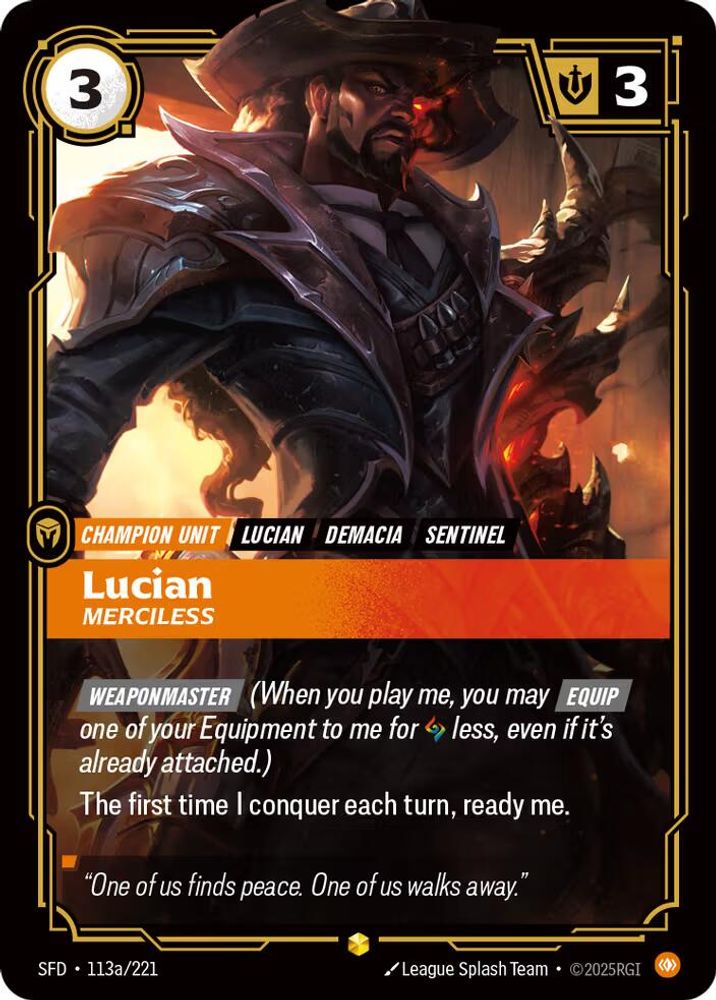 Lucian - Merciless (Alternate Art) (113a/221) - [Spiritforged Foil] (Riftbound TCG)