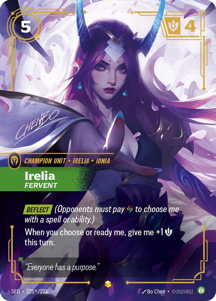 Irelia - Fervent (Signature) (225*/221) - [Spiritforged Foil] (Riftbound TCG)