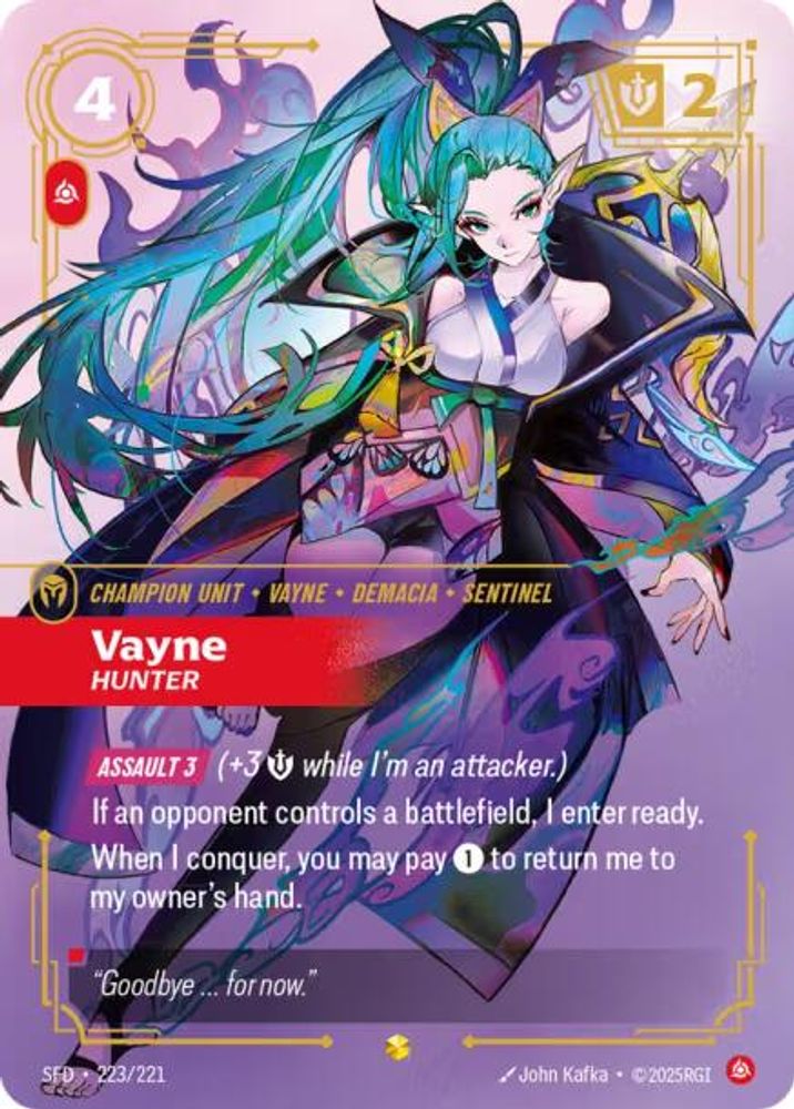 Vayne - Hunter (Overnumbered) (223/221) - [Spiritforged Foil] (Riftbound TCG)