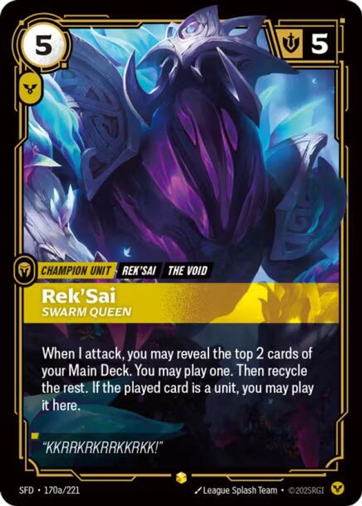 Rek'Sai - Swarm Queen (Alternate Art) (170a/221) - [Spiritforged Foil] (Riftbound TCG)