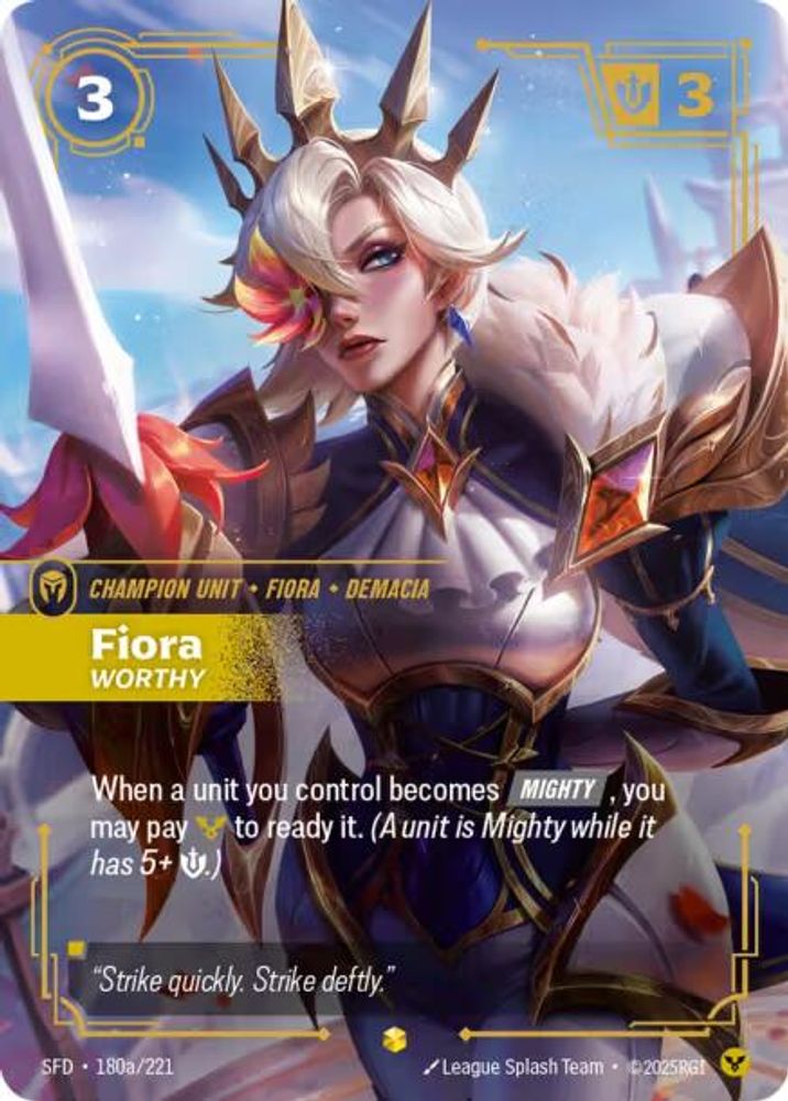 Fiora - Worthy (Alternate Art) (180a/221) - [Spiritforged Foil] (Riftbound TCG)