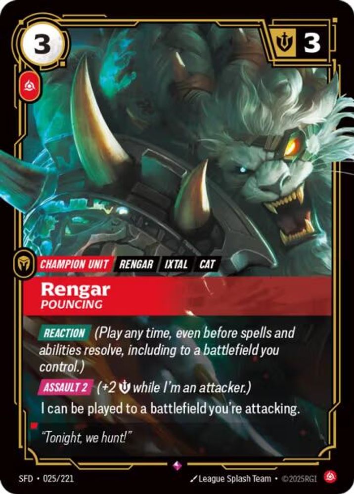 Rengar - Pouncing (025/221) - [Spiritforged Foil] (Riftbound TCG)
