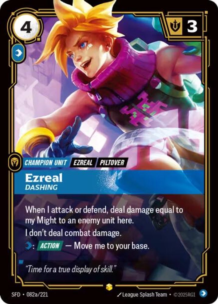 Ezreal - Dashing (Alternate Art) (082a/221) - [Spiritforged Foil] (Riftbound TCG)
