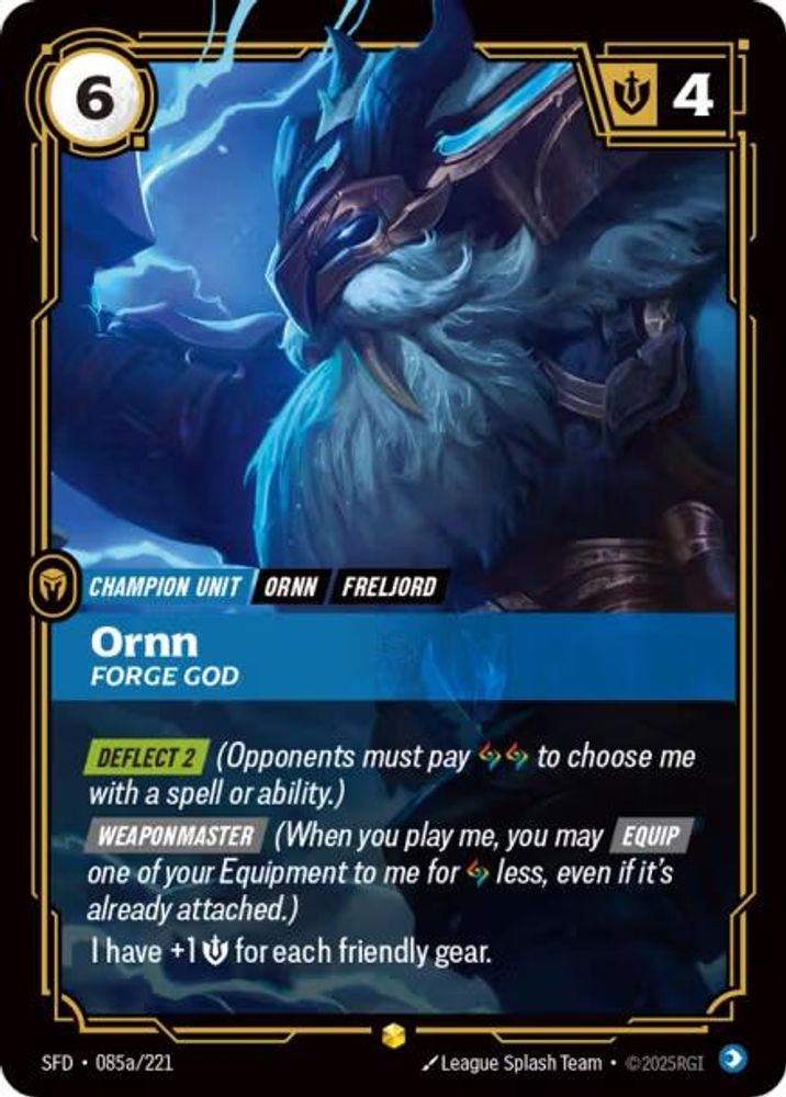 Ornn - Forge God (Alternate Art) (085a/221) - [Spiritforged Foil] (Riftbound TCG)