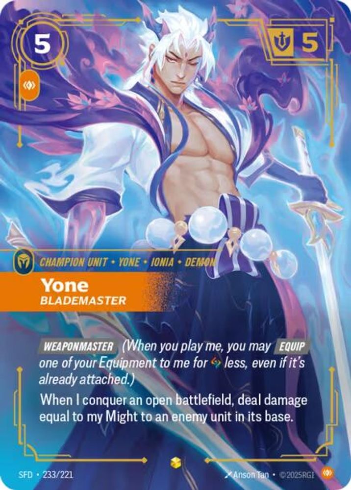 Yone - Blademaster (Overnumbered) (233/221) - [Spiritforged Foil] (Riftbound TCG)