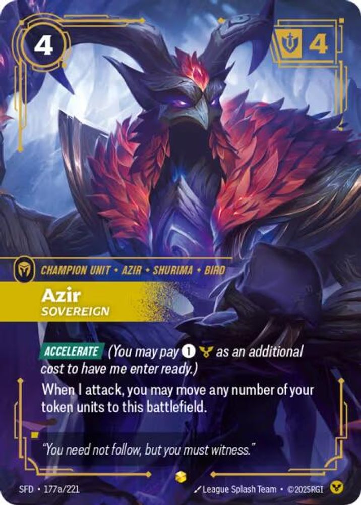 Azir - Sovereign (Alternate Art) (177a/221) - [Spiritforged Foil] (Riftbound TCG)