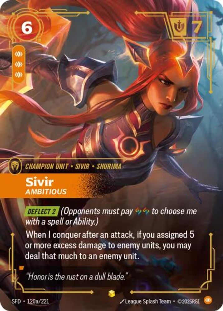 Sivir - Ambitious (Alternate Art) (120a/221) - [Spiritforged Foil] (Riftbound TCG)