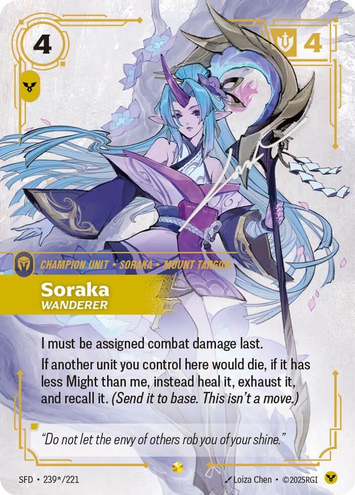 Soraka - Wanderer (Signature) (239*/221) - [Spiritforged Foil] (Riftbound TCG)