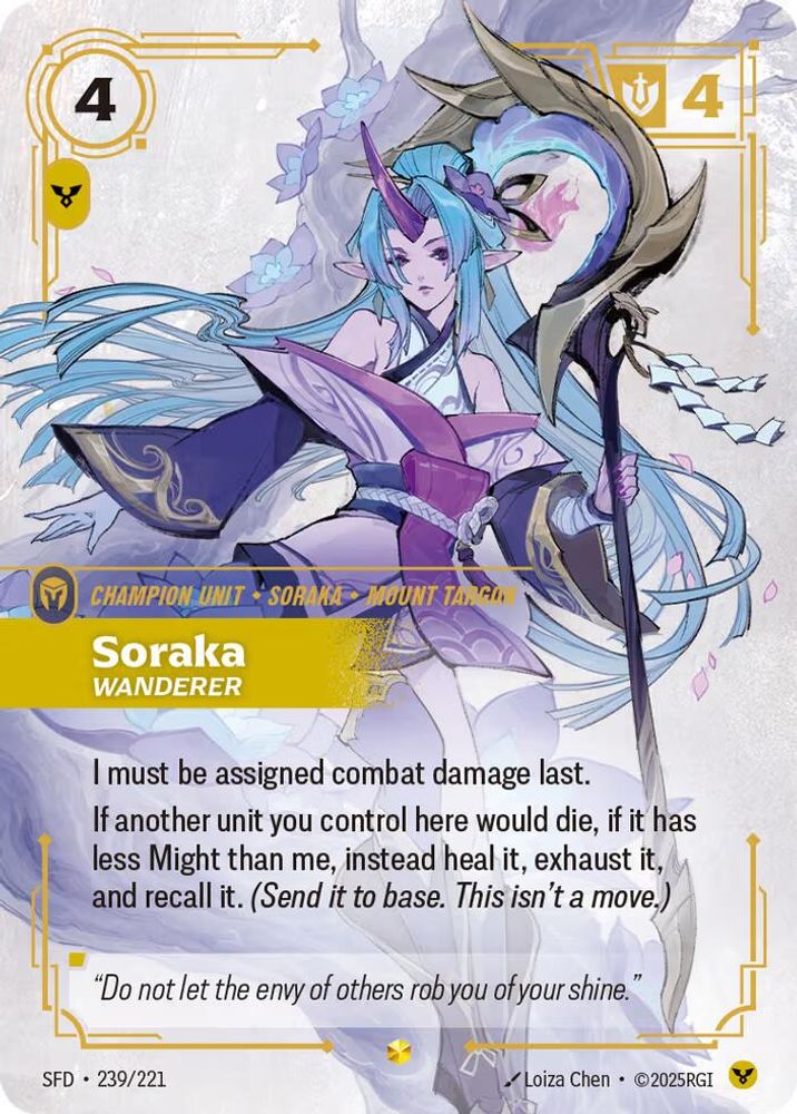 Soraka - Wanderer (Overnumbered) (239/221) - [Spiritforged Foil] (Riftbound TCG)
