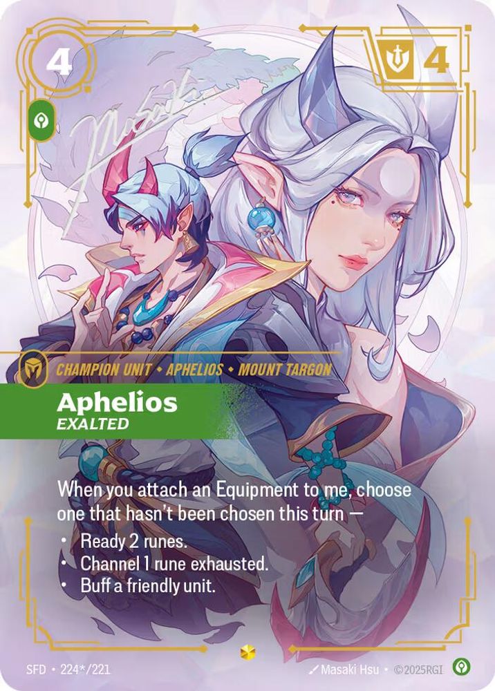 Aphelios - Exalted (Signature) (224*/221) - [Spiritforged Foil] (Riftbound TCG)