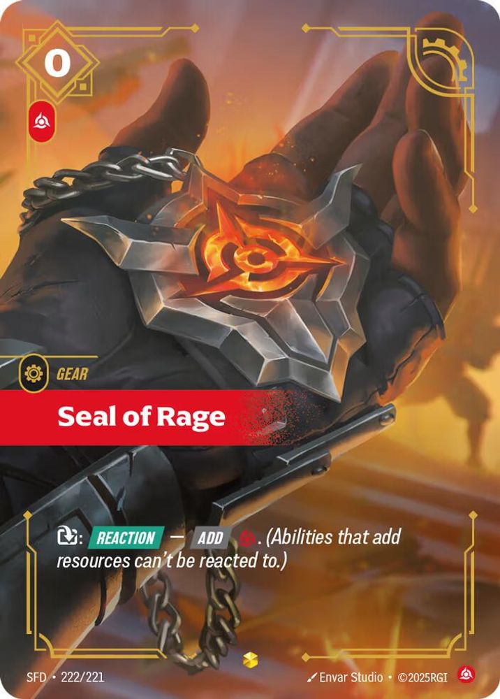 Seal of Rage (Overnumbered) (222/221) - [Spiritforged Foil] (Riftbound TCG)