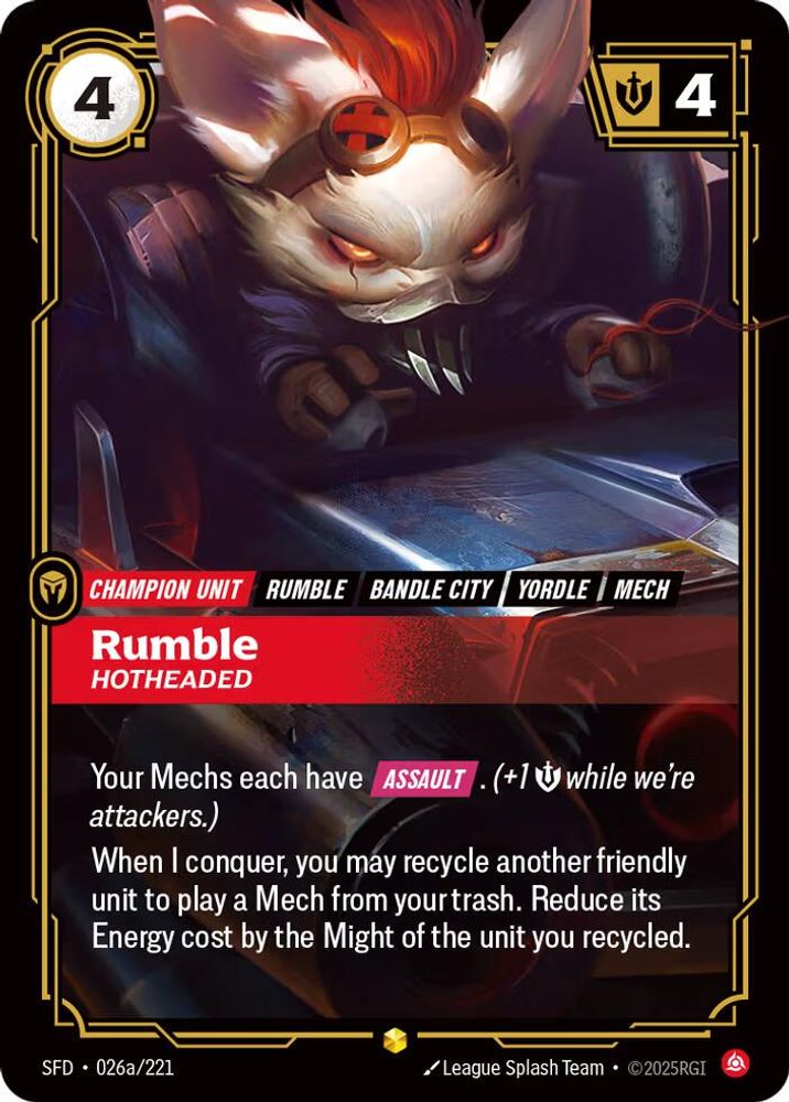Rumble - Hotheaded (Alternate Art) (026a/221) - [Spiritforged Foil] (Riftbound TCG)