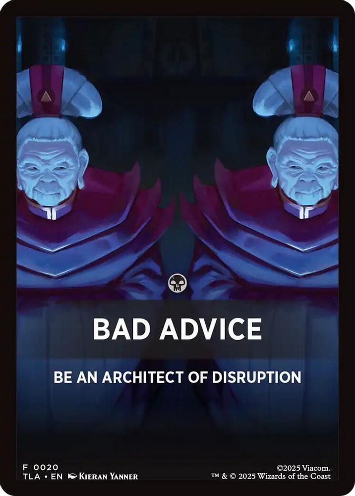Bad Advice Theme Card [Avatar: The Last Airbender Tokens]