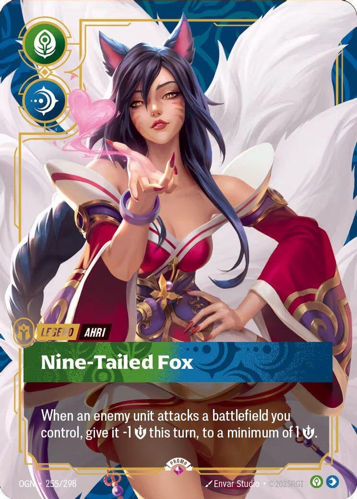Ahri - Nine-Tailed Fox (Metal) (255/298) - [Riftbound Organized Play Promotional Cards Foil] (Riftbound TCG)