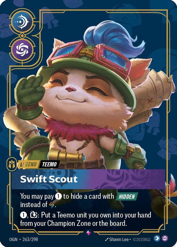Teemo - Swift Scout (Metal) (263/298) - [Riftbound Organized Play Promotional Cards Foil] (Riftbound TCG)