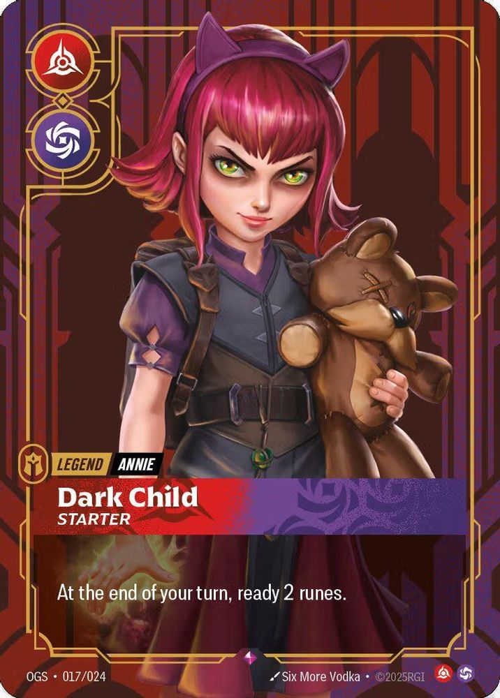 Annie - Dark Child (Metal) (017/024) - [Riftbound Organized Play Promotional Cards Foil] (Riftbound TCG)