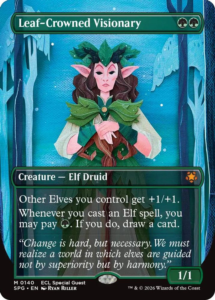 Leaf-Crowned Visionary (Borderless) [Lorwyn Eclipsed Special Guests]