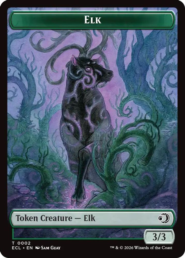 Elk // Emblem - Oko, Shadowmoor Scion Double-Sided Token [Lorwyn Eclipsed Tokens]